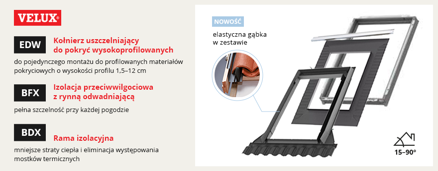 Kołnierz uszczelniający do okna dachowego VELUX EDW 2000 114x140